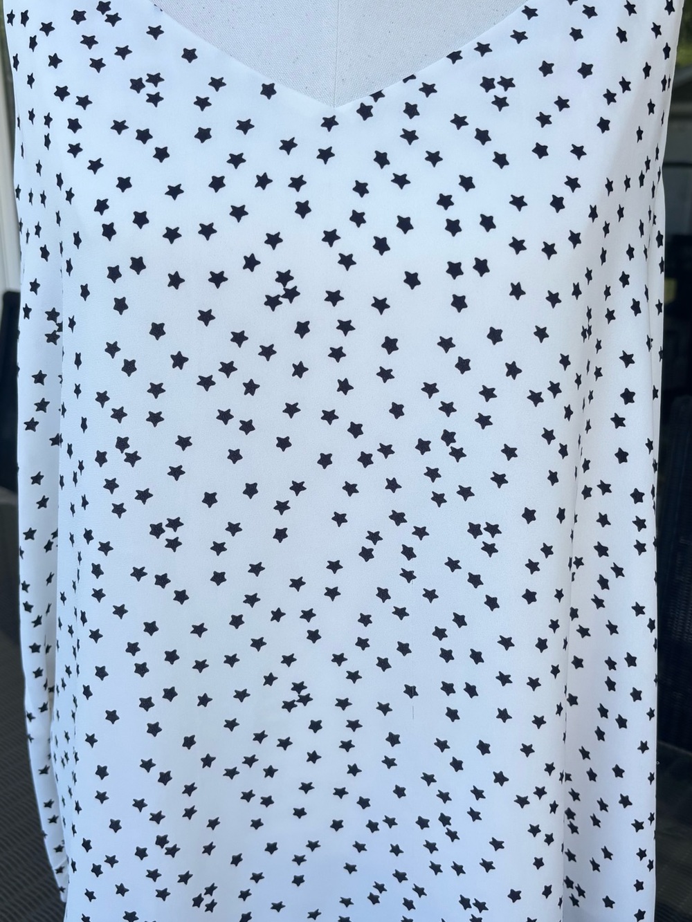 Pretty Loft Cream & Navy Star Print Summer Top Fully Lined Lightweight & Flowing